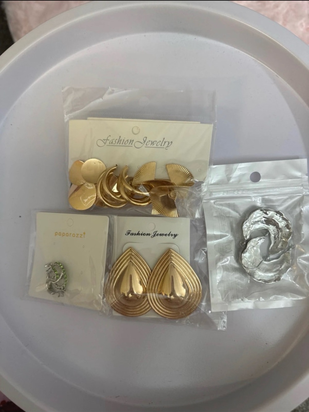 Fashion Jewelry Gold Teardrop and Disc Earring Set